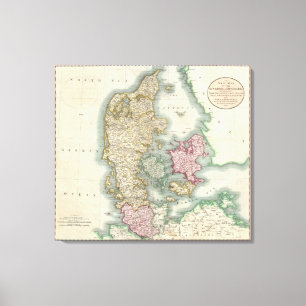 Vintagekarta av Danmark (1801) Canvastryck