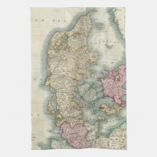 Vintagekarta av Danmark (1801) Kökshandduk