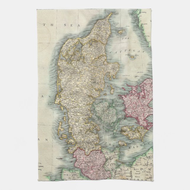 Vintagekarta av Danmark (1801) Kökshandduk (Vertikal)