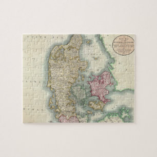 Vintagekarta av Danmark (1801) Pussel