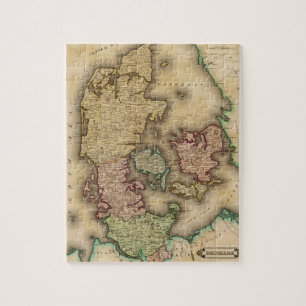 Vintagekarta av Danmark (1831) Pussel