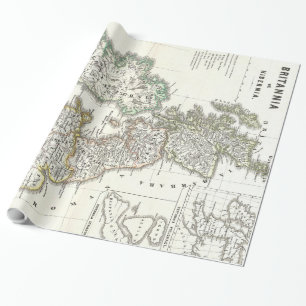 Vintagekarta av de brittiska islesna (1865) presentpapper