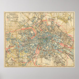 Vintagekarta av den Berlin Tysklandet (1904) Poster