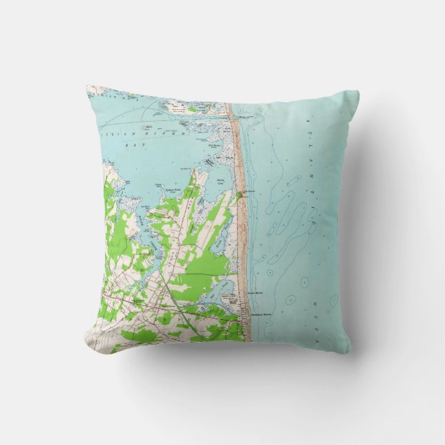 Vintagekarta av den Bethany stranden Delaware Kudde (Framsida)