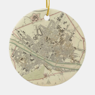 Vintagekarta av den Florence italien (1835) Julgransprydnad Keramik