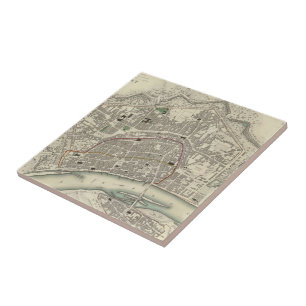 Vintagekarta av den Frankfurt Tysklandet (1837) Kakelplatta