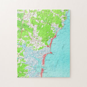 Vintagekarta av den Hampton stranden New Hampshire Pussel