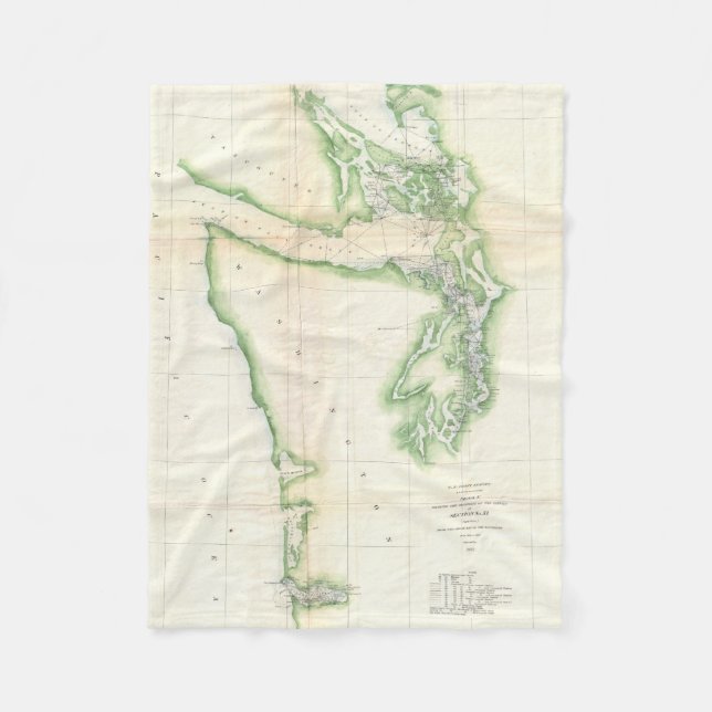 Vintagekarta av den kust- staten Washington (1857) Fleecefilt (Framsidan)