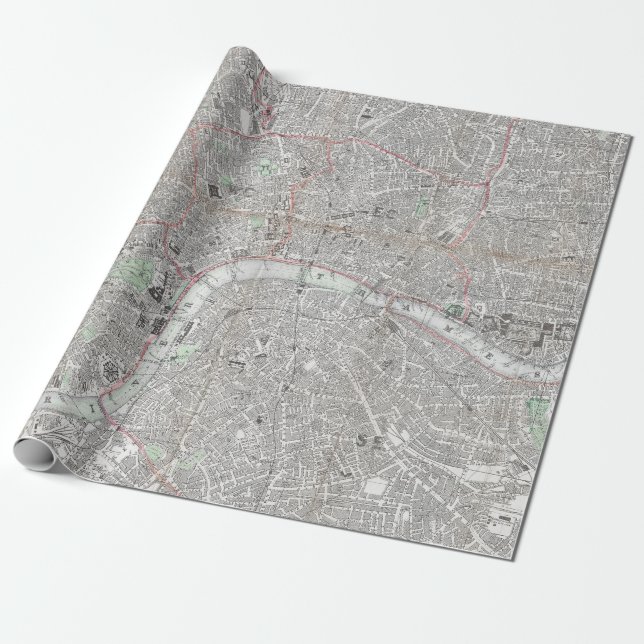 Vintagekarta av den London staden Presentpapper (Utrullad)