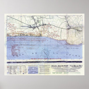 Vintagekarta av den Omaha stranden Landning (1944) Poster
