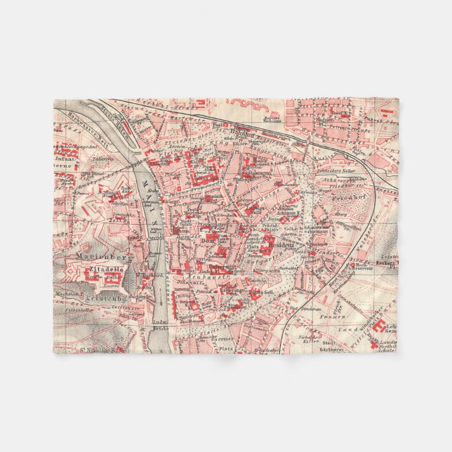 Vintagekarta av den Wurzburg Tysklandet (1905) Fleecefilt (Framsidan (Horisontell))