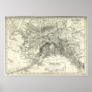 Vintagekarta av det Alaska trycket Poster