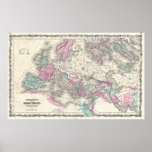 Vintagekarta av det romerska väldet (1862) poster