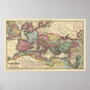 Vintagekarta av det romerska väldet (1873) poster