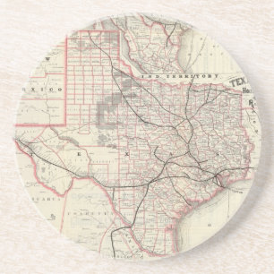 Vintagekarta av det Texas järnvägsystemet (1885) Underlägg Sandsten