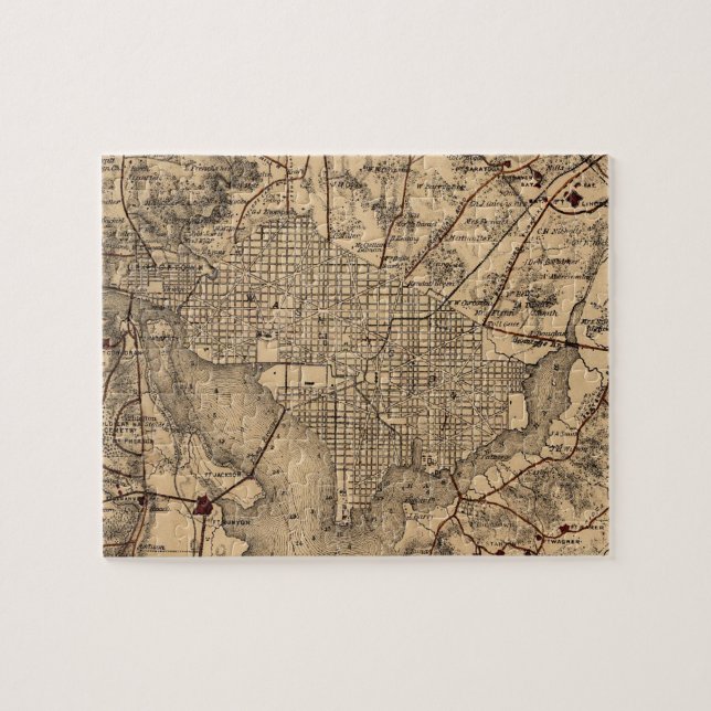 Vintagekarta av det Washington DC-området (1865) Pussel (Horisontell)