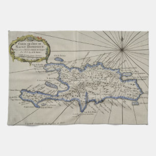 Vintagekarta av Dominikanska republiken (1750) Kökshandduk