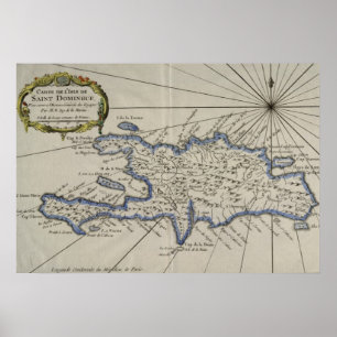 Vintagekarta av Dominikanska republiken (1750) Poster