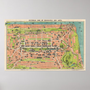 Vintagekarta av Edinburgh Skottland (1935) Poster
