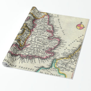 Vintagekarta av England (1747) Presentpapper