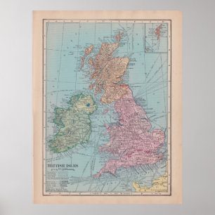 Vintagekarta av England Poster