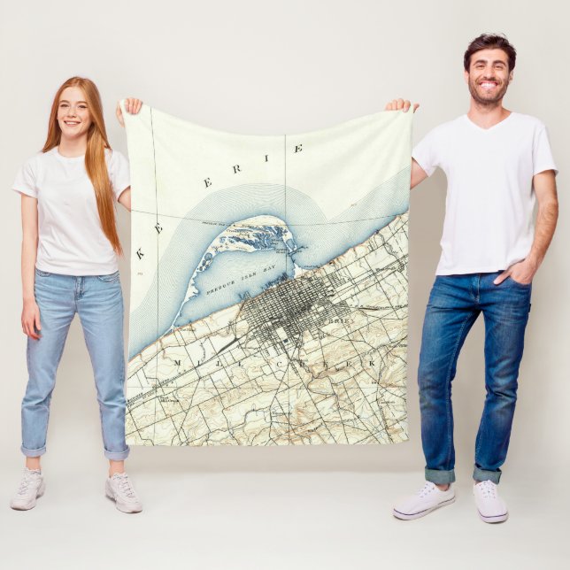 Vintagekarta av Erie Pennsylvania (1899) Fleecefilt (På plats)