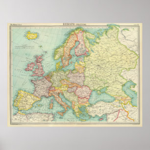 Vintagekarta av Europa (1922) Poster