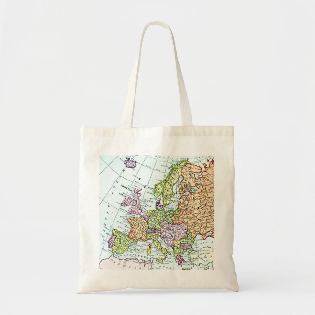 Vintagekarta av Europa färgrika pastell Tygkasse (Framsidan)