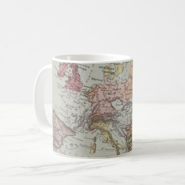 Vintagekarta av Europa Kaffemugg (Framsida vänster)