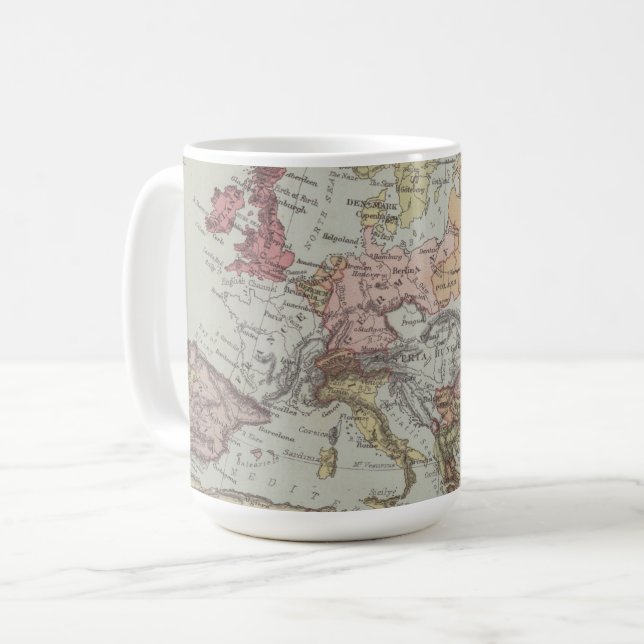 Vintagekarta av Europa Kaffemugg (Framsida vänster)