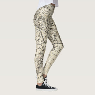 Vintagekarta av Europa och Asien Leggings