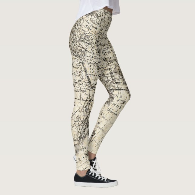 Vintagekarta av Europa och Asien Leggings (Höger)