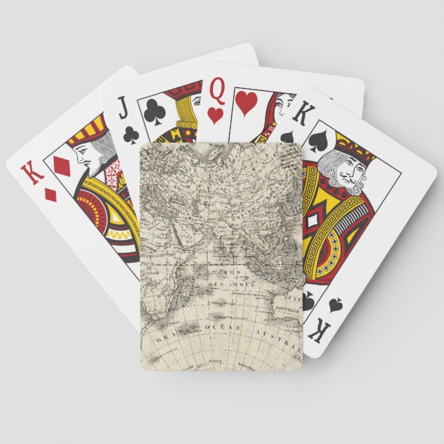 Vintagekarta av Europa och Asien Spelkort (Baksidan)