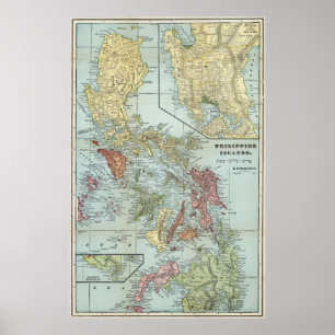 Vintagekarta av Filippinerna (1898) Poster