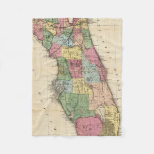 Vintagekarta av Florida (1870) Fleecefilt