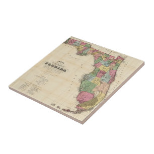Vintagekarta av Florida (1870) Kakelplatta