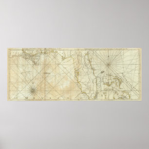 Vintagekarta av Florida och Bahamas (1776) Poster