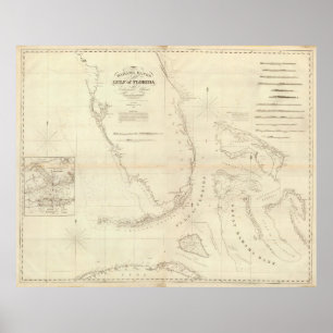 Vintagekarta av Florida och Bahamas (1827) Poster