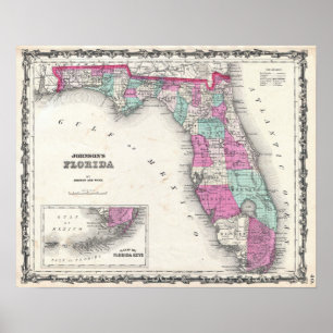Vintagekarta av Florida Poster