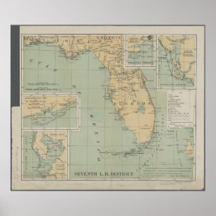 Vintagekarta av Florida Poster