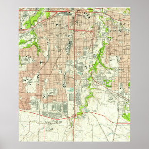 Vintagekarta av Fort Worth Texas (1955) Poster