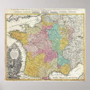 Vintagekarta av frankriken (1741) poster
