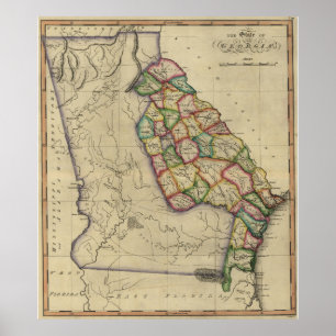 Vintagekarta av Georgia (1817) Poster