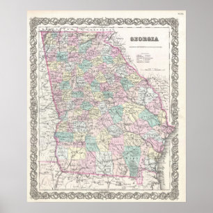 Vintagekarta av Georgia (1855) Poster