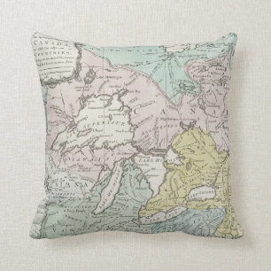 Vintagekarta av Great Lakes & Kanada (1761) Kudde