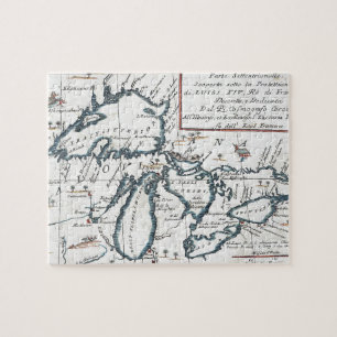 Vintagekarta av Greaten Lakes (1696) Pussel