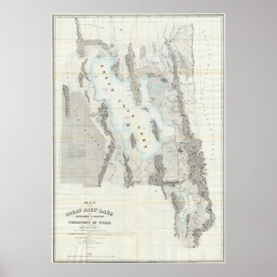 Vintagekarta av Greatet Salt Lake (1852) Poster