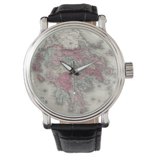 Vintagekarta av Grekland (1865) Armbandsur