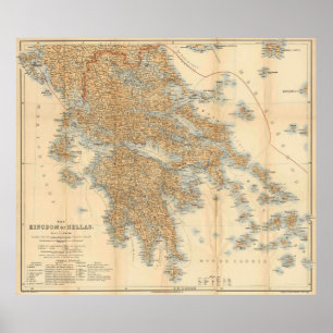 Vintagekarta av Grekland (1894) Poster