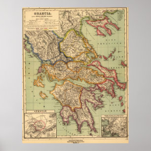 Vintagekarta av Grekland (1903) Poster